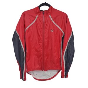 Pearl Izumi Women Medium Red Lightweight Full Zip Reflective Cycling Jacket Rain